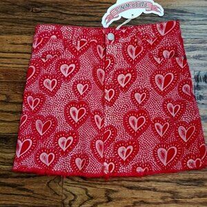 NEW All about "HEARTS" by Paper Wings Skirt Size 10 Red Adj Waist Pleats-n-back